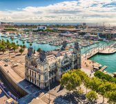 Port Vell vanaf het Columbus Monument in Barcelona - Fotobehang (in banen) - 450 x 260 cm