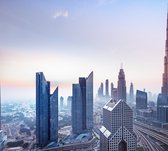 Een mysterieuze skyline van het Dubai City Center - Fotobehang (in banen) - 250 x 260 cm