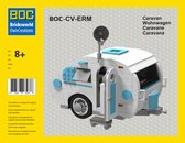 Bricksworld BOC-CV-ERM Caravan Enkelasser wit met Medium Azur Blauwe accenten add-on voor LEGO® 10279 VW T2 Bus