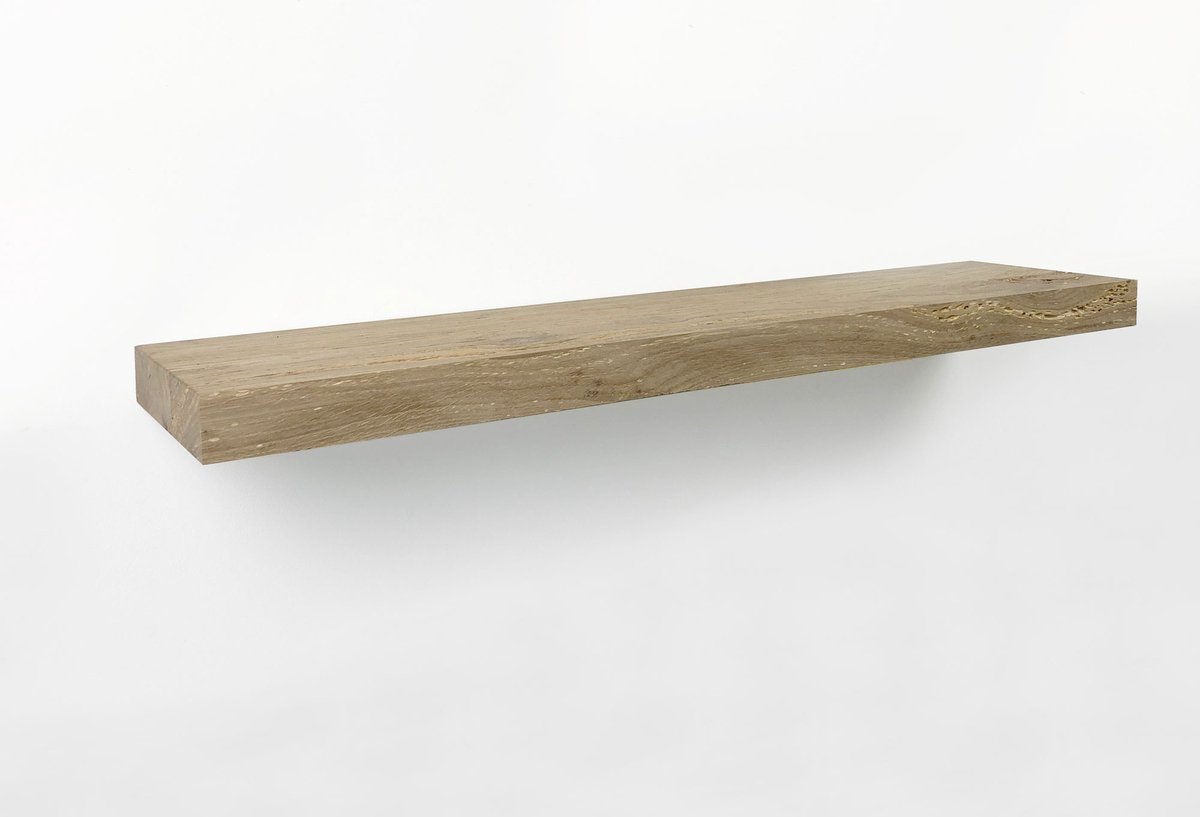 Zwevende wandplank 80 x 20 cm oud eiken recht - Wandplank - Wandplank hout - Fotoplank - Boomstam plank - Muurplank - Muurplank zwevend