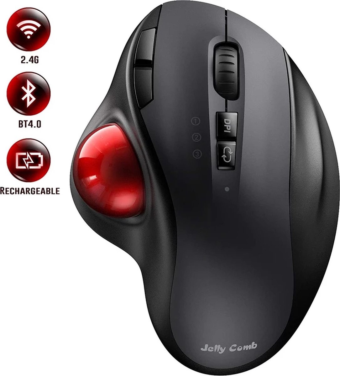Jelly Comb Trackball muis Draadloos (2,4ghz + Bluetooth) AntiRSI