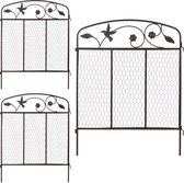 relaxdays lit clôture 3 pièces - clôture de jardin en métal pour dans le sol - clôture ornementale oiseaux - étang
