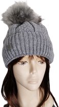 Dames wintermuts Beige -Effen dikke warme muts- Gebreide vlechtpatroon met fleece binnen voering- beanie muts met kunstbont- pompon- Wintermuts vrouwen| Kerst Cadeau| Wintersporten