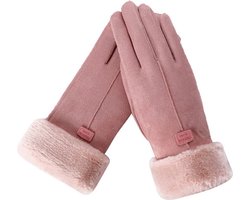 Handschoenen - Dames - Fleece - Touchscreen - Roze - One size - Wol - Winter - Kerst