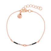 Mint15 Armband 'Delicate Chain & Beads - Black' - Roségoud