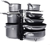 Rangement placard cuisine à 8 étages - Range casserole peu encombrant - Rangement poele robuste - Rangement casserole 38x46cm avec 3 méthodes d'installation à monter soi-même