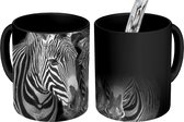 Magische Mok - Foto op Warmte Mokken - Koffiemok - Dierenprofiel zebra's in zwart-wit - Magic Mok - Beker - 350 ML - Theemok