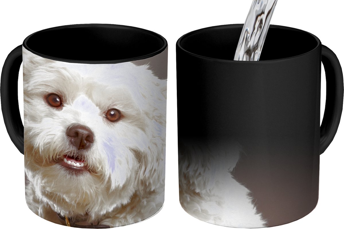 Magische Mok - Foto op Warmte Mokken - Koffiemok - Maltezer honden portret - Magic Mok - Beker - 350 ML - Theemok