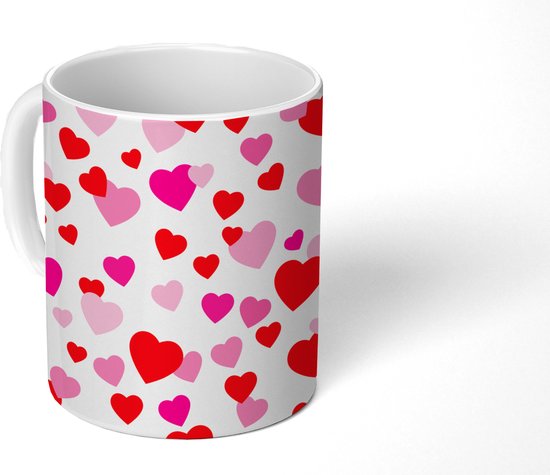 Mok - Koffiemok - Een illustratie met kleurrijke hartjes - Mokken - 350 ML  - Beker -... | bol.com