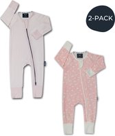 Zipster Roze winter 2 stuks - Baby Romper - Zachte bamboe - Met 2-way ritssluiting - Maat 68-80 - Perfect Cadeau