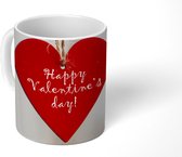 Mok - Een hartje met de tekst happy valentines day voor valentijn - 350 ML - Beker - Mok met Tekst