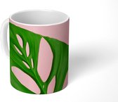 Mok - Botanisch blad met felle kleur als achtergrond - 350 ML - Beker