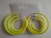 Oorringen - oorbellen- GEEL - set van 3 – neon
