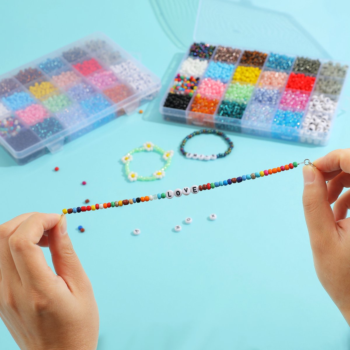 Behave 6000 Glaskralen Navulset - DIY Sieraden maken - Kralen Set - Rocailles - Bedels - 2 Draden - 20 Kleuren - 4mm — afbeelding 4