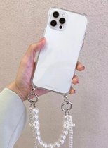 iphone 12 pro - hoesje case bag - transparant - pearls parels koord - phone bag