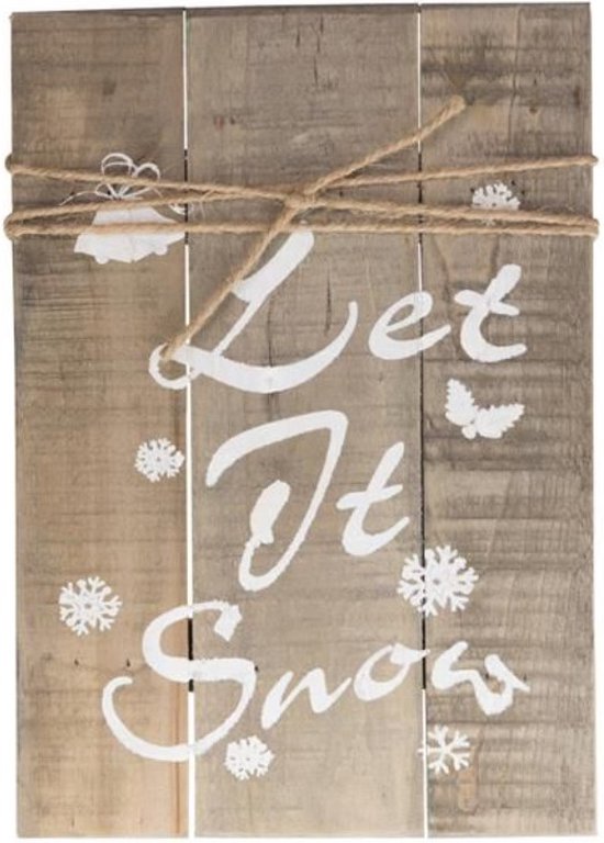 Sign let it snow historic wood 38x58x3.5cm Natural | Kerst | Decoratie