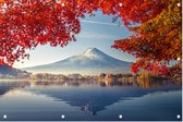 Ochtendmist bij het Kawaguchiko meer bij Mount Fuji in Japan - Foto op Tuinposter - 120 x 80 cm