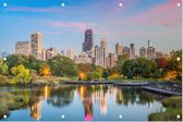 De sfeervolle Chicago skyline vanaf Lincoln Park - Foto op Tuinposter - 90 x 60 cm
