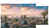 Prachtige zonsondergang bij skyline van Los Angeles - Foto op Textielposter - 120 x 80 cm