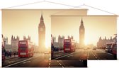 Big Ben en Westminster Bridge bij zonsondergang in Londen - Foto op Textielposter - 60 x 40 cm