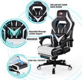 Gamingstoel | Southern Wolf | Verstelbare Race Stoel | Gaming Chair | Bureaustoel | Bluetooth en Massagefunctie | Zwart-Wit