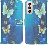 iMoshion Hoesje Geschikt voor Samsung Galaxy S21 Plus Hoesje Met Pasjeshouder - iMoshion Design Softcase Bookcase - Meerkleurig / Blue Butterfly