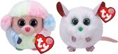 Ty - Knuffel - Teeny Puffies - Rainbow Poodle & Christmas Mouse