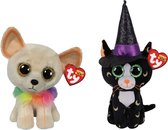 Ty - Knuffel - Beanie Boo's - Chewey Chihuahua & Halloween Pandora Cat