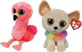 Ty - Knuffel - Beanie Boo's - Gilda Flamingo & Chewey Chihuahua