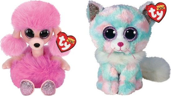 Ty - Knuffel - Beanie Boo's - Camilla Poodle & Opal Cat