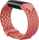 KELERINO. Siliconen bandje geschikt voor Fitbit Charge 5 - Sport - Roze