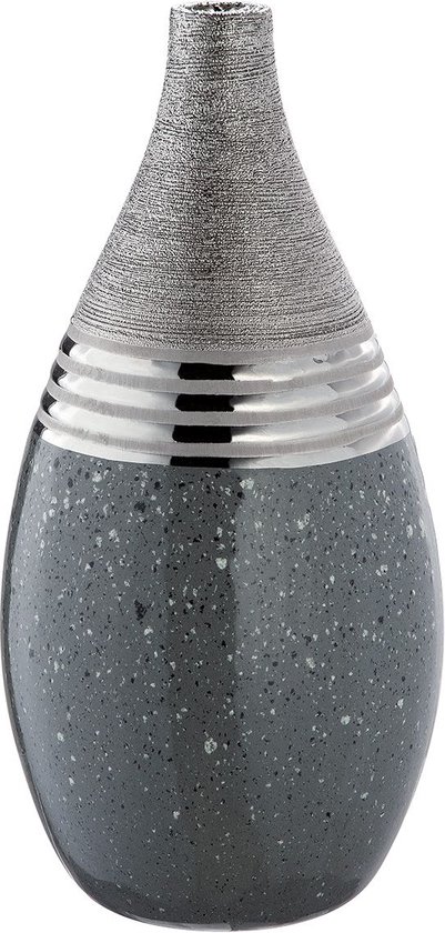 Vase Magma Argent- Col étroit -34 cm