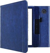 Hoesje geschikt voor Kobo Libra H2O E-reader - iMoshion Vegan Leather Bookcase - Donkerblauw