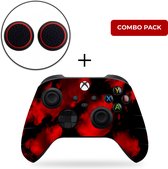 Pack Skins d' Autocollants pour contrôleurs Xbox Series + poignées pour le pouce - Pack combo Army Camo Red
