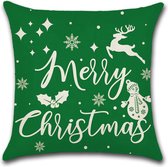 Kussenhoes Kerst - Merry Christmas Groen - Kussenhoes - Kerst - 45x45 cm - Sierkussen - Polyester