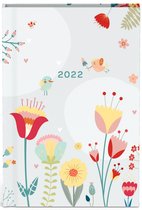 Fragile zakagenda 2022 - iets groter dan een A7 formaat zakagenda - binnenzijde 7 dagen 2 pagina planner - (9x13cm) lichtblauw met bloemenprint