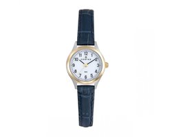Certus-Duidelijk Dames horloge-Blauw lederen band-Bicolor