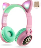 Bol.com PowerLocus Buddy Draadloze On-Ear Koptelefoon voor Kinderen - Roze/Teal aanbieding