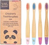 Wild & Stone - Bamboe tandenborstel voor kinderen - 4 stuks - Kind - Candy Color