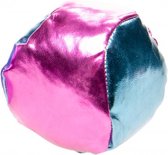 jongleerbal metallic 4 cm kunstleer roze/blauw