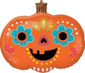 folieballon Day of the Dead Pumpkin 60 x 58 cm oranje