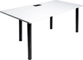 Milo Gaming Desk - Bureau - Computertafel - Game Bureaus - Bureau voor Volwassenen - Met aluminium kabeldoorvoer - Wit - 132x65 cm