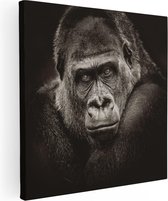 Artaza Canvas Schilderij Gorilla - Zwart Wit - 50x50 - Foto Op Canvas - Canvas Print