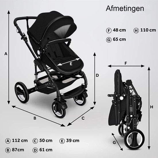 Kinderwagen 3 in 1 - met luiertas - Zwart van Kinder — afbeelding 3