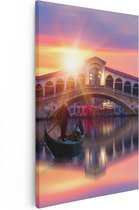 Artaza Canvas Schilderij Gondel bij de Rialtobrug in Venetië, Italië - 80x120 - Groot - Foto Op Canvas - Canvas Print