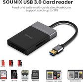 Sounix USB 3.0 kaartlezer - CF/XQD/TF/SD Kaartlezer - All In One USB 3.0 Geheugenkaartlezer - Zwart