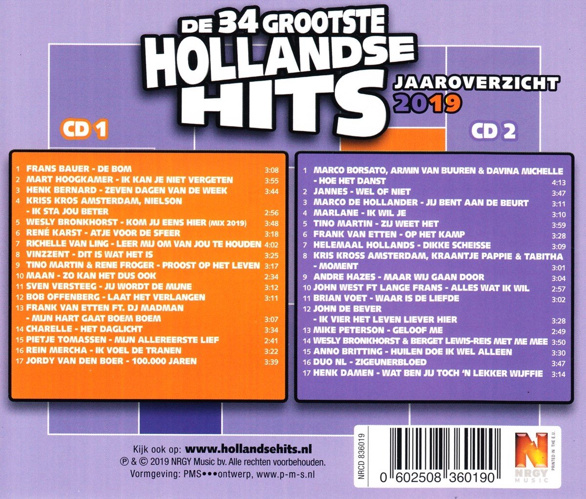 Various Artists Hollandse Hits Jaaroverzicht 2019 2 CD Tino Martin various-artists-hollandse-hits-jaaroverzicht-2019-2-cd-tino-martin