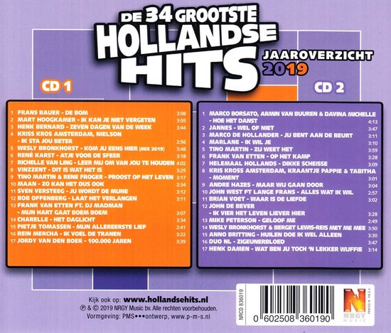 Various Artists - Hollandse Hits Jaaroverzicht 2019 (2 CD) - various artists