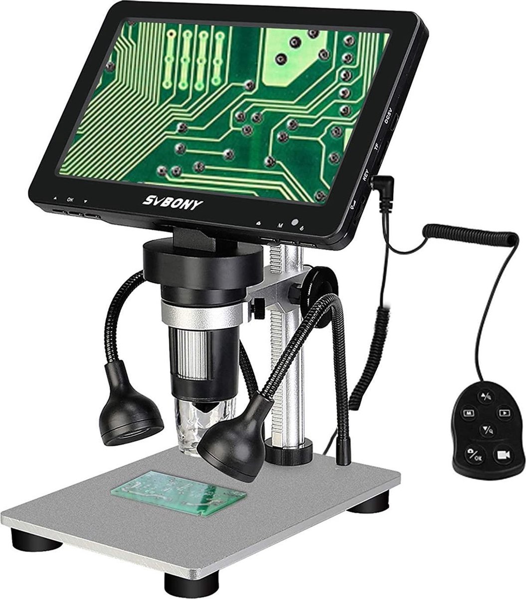 Svbony SV604 Digitale Microscoop - 7 Inch LCD HD Scherm 1200X Draagbare Microscoop Met Bedrade Afstandsbediening - Voor Lesgeven - Printplaten - Antiek Observeren - Sieraden Identificatie