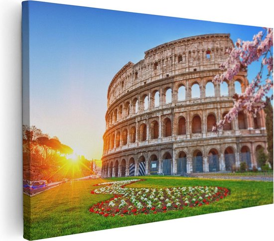 Artaza Canvas Schilderij Colosseum bij Zonsopgang in Rome, Italië - 120x80 - Groot - Foto Op Canvas - Wanddecoratie Woonkamer